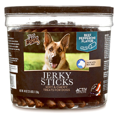 Golosinas para perros, palitos de carne seca y pepperoni, bote de 40 oz