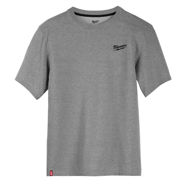 Camiseta de trabajo híbrida de cuello redondo y manga corta para hombre de Milwaukee XL, color gris