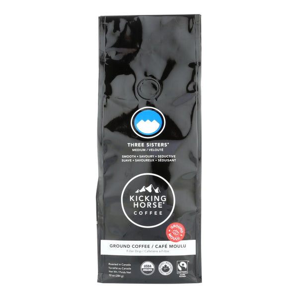 Café Kicking Horse - Orgánico - Molido - Three Sisters - Tostado medio - 10 oz - Caja de 6 (Paquete de 6)