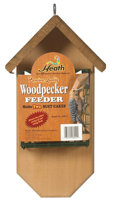 Heath  Woodpecker  2  Wood  Suet  Bird Feeder  2 ports