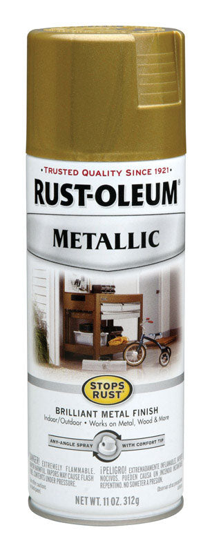 Rust-Oleum Stops Rust Metallic Burnished Brass Spray Paint 11 oz. (Pack of 6)