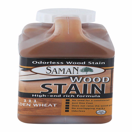 Saman Semi-Transparent Golden Wheat Water-Based Wood Stain 32 oz (Pack of 12).