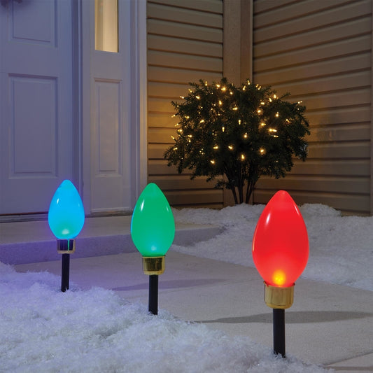 Celebrations LED 9.7 in.   Pathway Decor Blue, Green and Red Jumbo Bulb