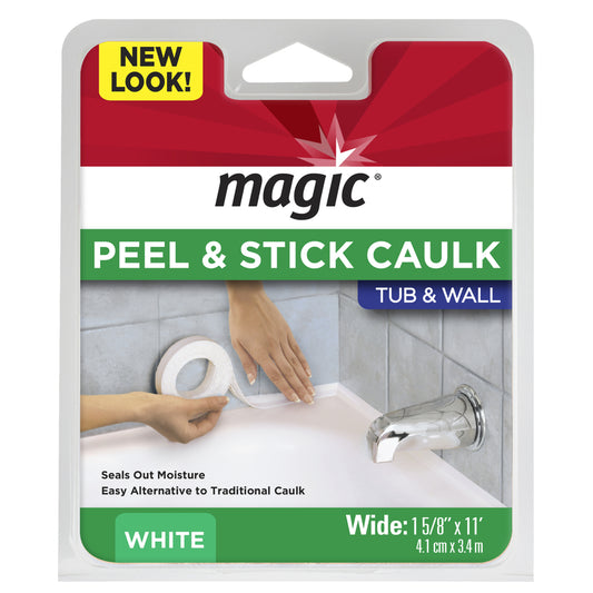 Magic Peel & Stick Tub and Wall White Moisture Resistant Caulk Strips 1-5/8 in. x 11 ft. (Pack of 6).