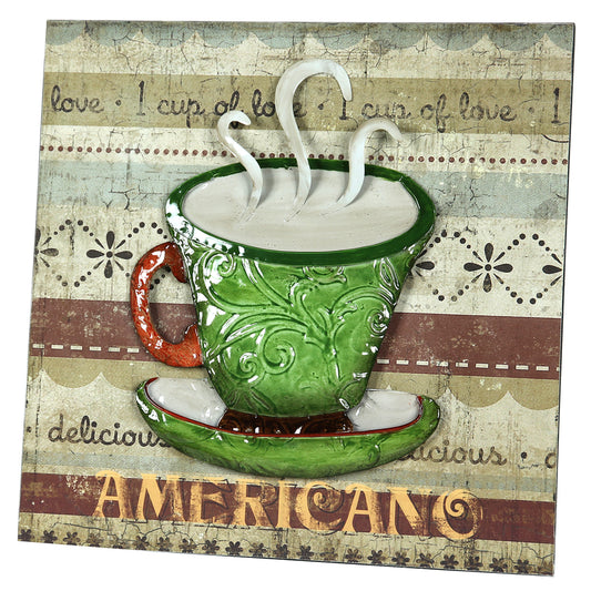 River Cottage Gardens 14.2 in. H X 1.4 in. W X 14.2 in. L Multicolored Metal Green Cup Wall Plaque