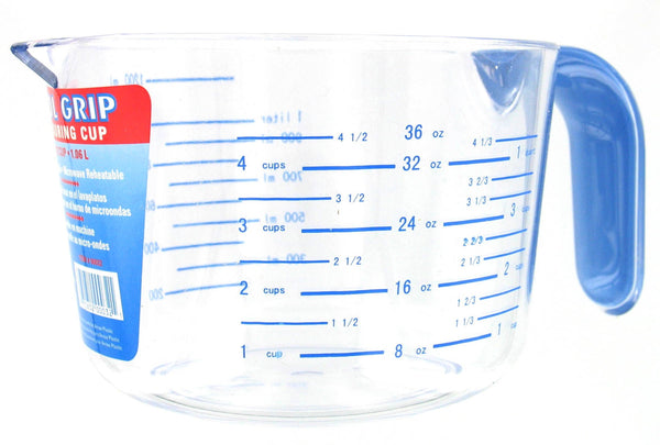 Arrow Plastic Measuring Cups for Liquids, 4.5 Cups - With Cool-Grip Handle  - BPA-Free, Stackable Measuring Cups with Spout and Clear Measurements 