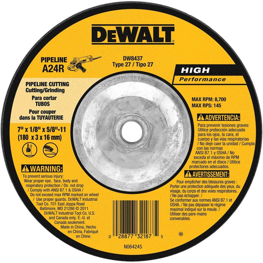 DeWalt High Performance 7 in. D X 1/8 in. thick T X 5/8 in. S Metal Grinding Wheel 1 pc (Pack of 10)