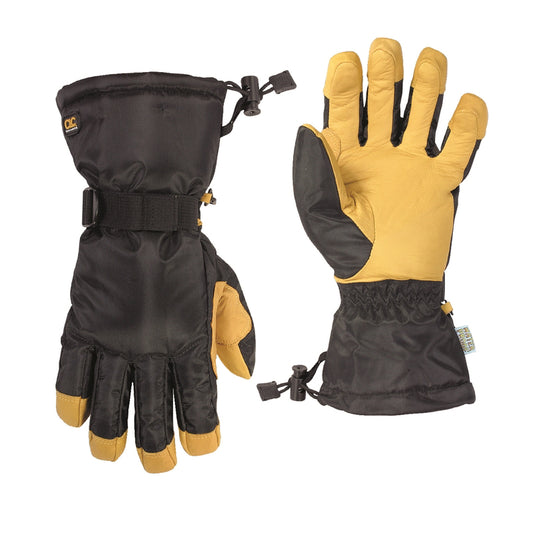 CLC Work Gear Black/Yellow Lined Leather Palm Water-Resistant Goatskin Men's Snow Gloves XL