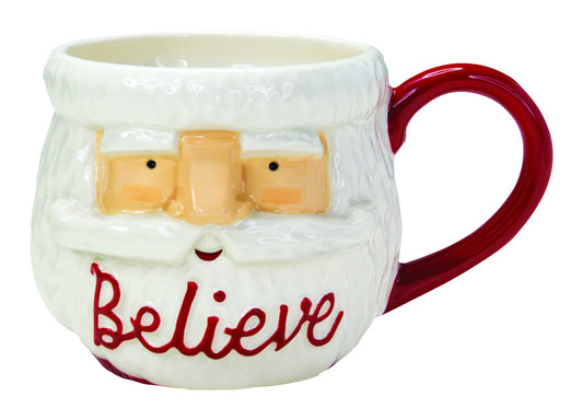 Hallmark Santa Believe Mug Christmas Decoration White/Red Ceramic 5 in. 1 pk (Pack of 4)