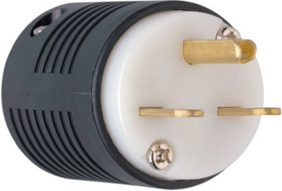 Straight Blade Plug, 2-Pole, 3-Wire Grounding, Black & White, NEMA 6-15P, 15-Amp, 250-Volt