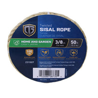 Sisal Rope, Twisted, 3/8-In. x 50-Ft.
