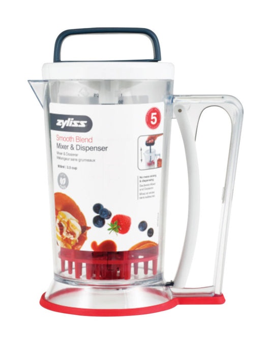 Zyliss DKB Black/Clear/Red Plastic 3.5-Cups Capacity Hand Mixer with Dispenser