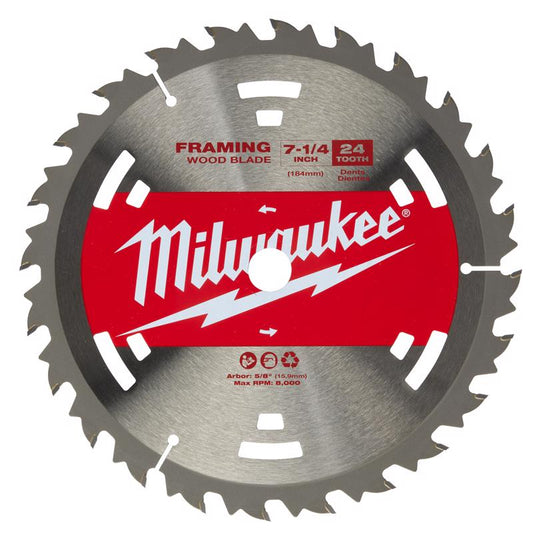 Milwaukee  7-1/4 in. Dia. x 5/8 in.  Basic  Framing Blade  Tungsten Carbide  24 teeth  (Pack of 10)