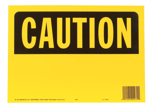 Hy-Ko English Caution OSHA Sign Plastic 10 in. H x 14 in. W (Pack of 5)