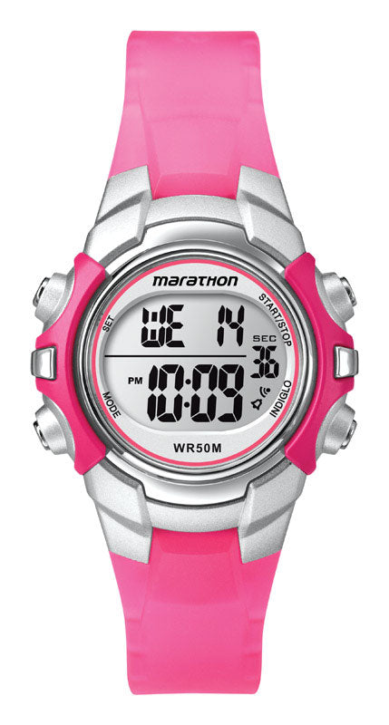 Timex Marathon Womens Round Pink Digital Sports Watch Resin Water Resistant