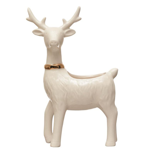Decoración navideña para interiores con reno blanco de Creative Co-Op, 7,5 pulgadas