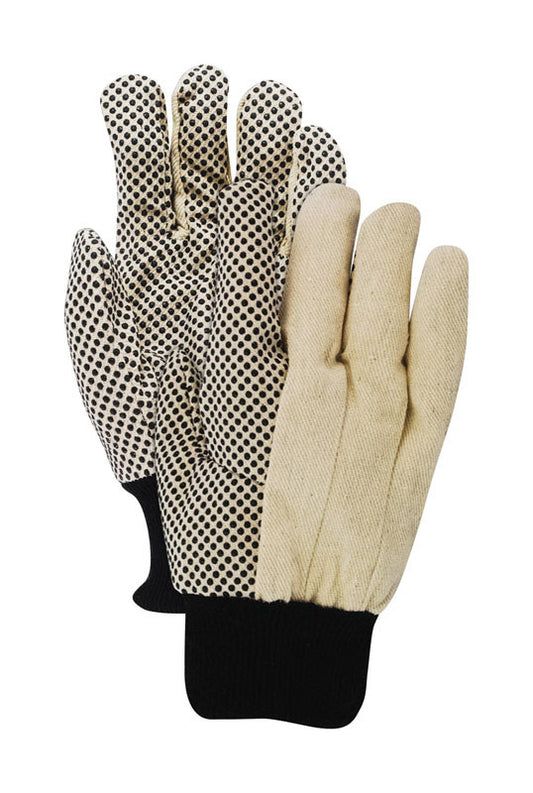 Handmaster  Men's  Indoor/Outdoor  Canvas  Light Duty  Dotted Gloves  White  L  1 pair