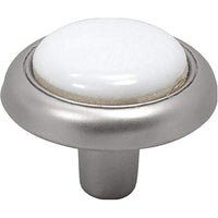 Hickory Hardware P710-SNW 1-1/4" Round Satin Nickel/White Eclipse Cabinet Knob