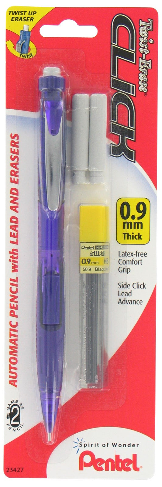 Pentel Pd279Tlebp 0.9 Mm Twist-Erase® Click Automatic Pencil W/Lead & Erasers (Pack of 6)