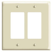 Leviton 001-80609-I Double Gang Ivory 2-Decora Wallplate