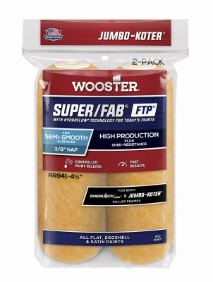 Wooster  Super/Fab FTP  Synthetic Blend  4-1/2 in. W x 3/8 in.  Mini  Paint Roller Cover  2 pk