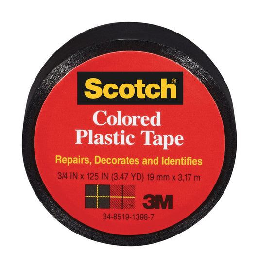Scotch Black 125 in. L x 3/4 in. W Plastic Tape (Pack of 6)