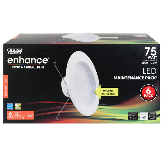 Feit Electric Enhance Soft White 5-6 in. W LED Dimmable Recessed Downlight 12.3 W