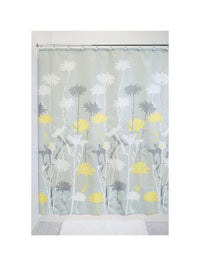 InterDesign 72 in. H x 72 in. W Gray White and Yellow Daisy Shower Curtain (Pack of 2)