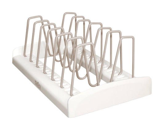 YouCopia  StoreMore  11.5 in. W x 7.3 in. L White  Plastic/Stainless Steel  Adjustable Lid Rack