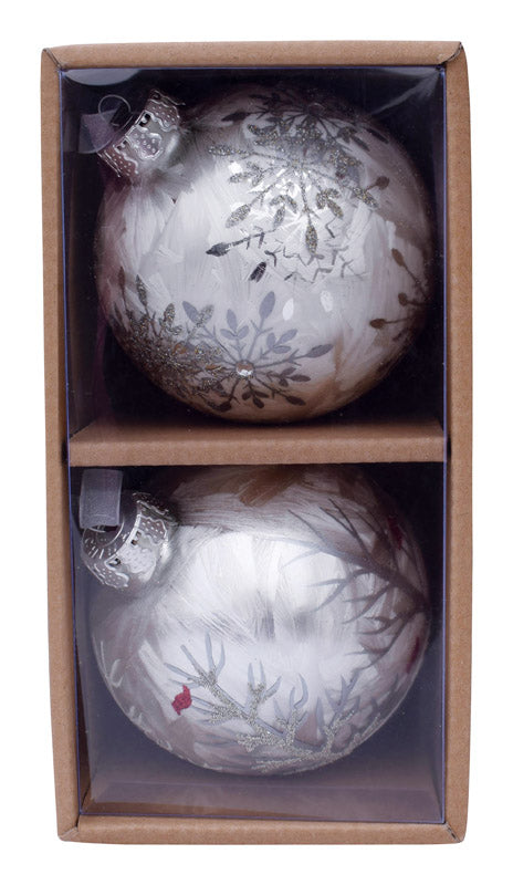 Celebrations  Winter Wonderland  Christmas Ornaments  Silver  Glass  2 pk (Pack of 2)