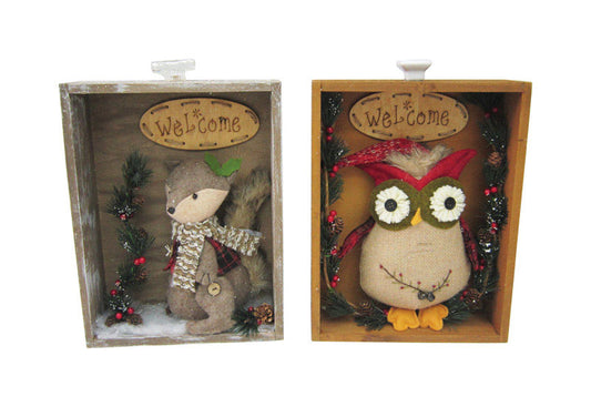 Celebrations Critters in Crate Box Christmas Decoration 13 in. H x 3 in. W x 9 in. L Wood 1 pk Multicolored (Pack of 4)