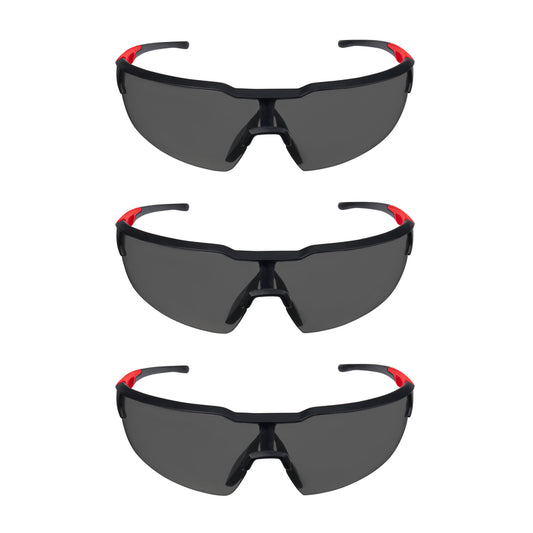 Milwaukee Anti-Fog Safety Glasses Tinted Lens Black/Red Frame 3 pk