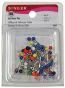 Singer 00247 Size 17 Assorted Colors  Ball Head Straight Pins 65 Count