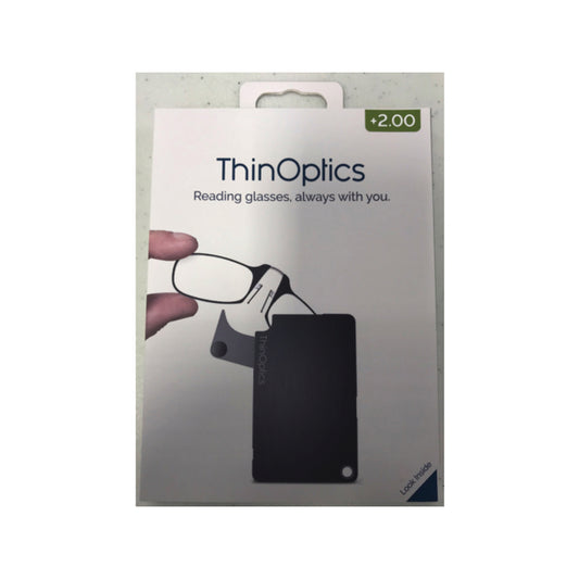 ThinOptics Always With You Black Reading Glasses w/FlashCard Case +2.00
