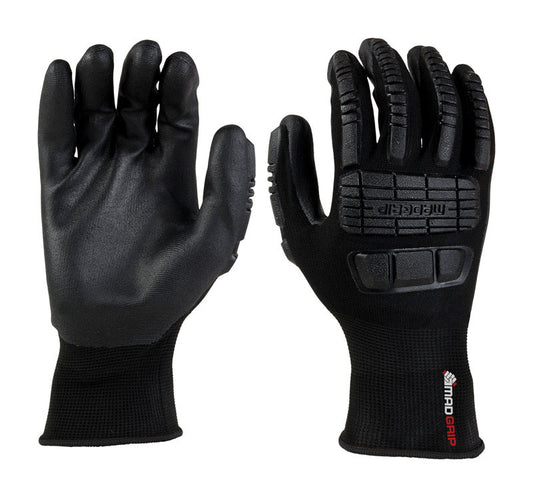 MadGrip Ergo Impact Unisex Coated Work Gloves Black L 1 pair