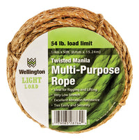 Wellington  1/4 in. Dia. x 50 ft. L Natural  Twisted  Manila  Rope