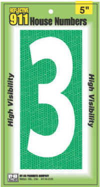 Hy-Ko 5 in. Reflective White Aluminum Number 3 Nail-On 1 pc. (Pack of 5)