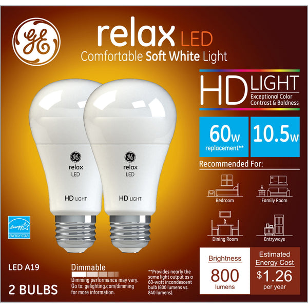 LED A19 E26 SW 60W 2PK