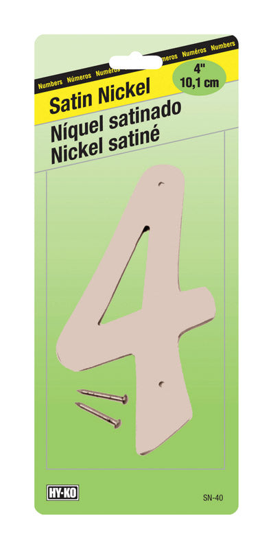 Hy-Ko 4 in. Gray Nickel Number 4 Nail-On 1 pc. (Pack of 10)