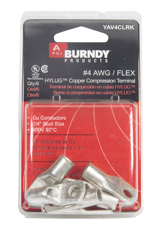 Burndy Insulated Wire Ring Terminal Silver 12 pk