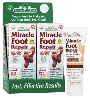 Miracle of Aloe Miracle Foot Herbal Scent Foot Repair Cream 4 oz 6 pk (Pack of 6)