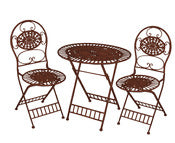 Alpine Corporation Kiy212a-Br Brown Bistro Table & Chairs 3 Piece Set