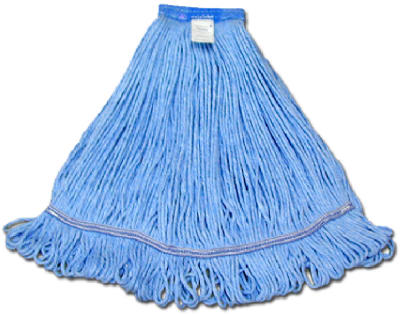 Mop Head, Blue Looped End, Cotton Rayon, 22-24-oz.