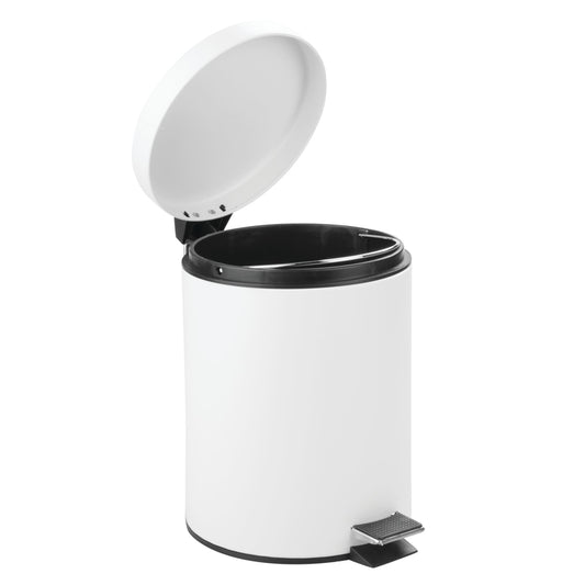 iDesign 5 L White Steel Step-on Wastebasket (Pack of 2)