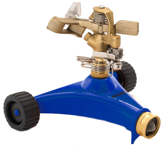 Dramm 10-15035 6" Blue Premium Impulse Sprinkler W/HD Metal Wheeled Base