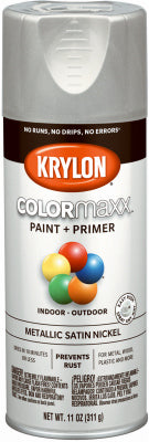 COLORmaxx Spray Paint + Primer, Metallic Satin Nickel, 12-oz.