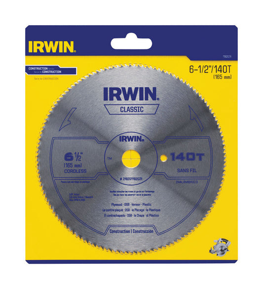 Irwin  6-1/2 in. Dia. x 5/8 in.  Classic  Steel  Circular Saw Blade  140 teeth 1 pk
