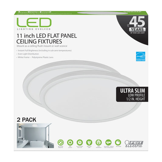 Feit Electric 0.5 in. H x 11 in. W x 11 in. L White LED Flat Panel Light Fixture