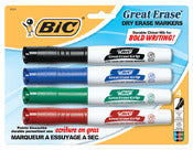 Bic GDEMP41-AST Great Erase® Grip Dry Erase Marker Tank Assorted Colors (Pack of 6)