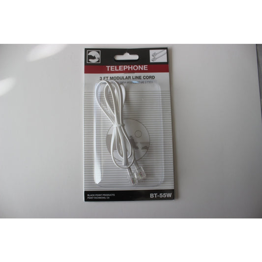 Black Point Products 3 ft. L White Phone Line Cord